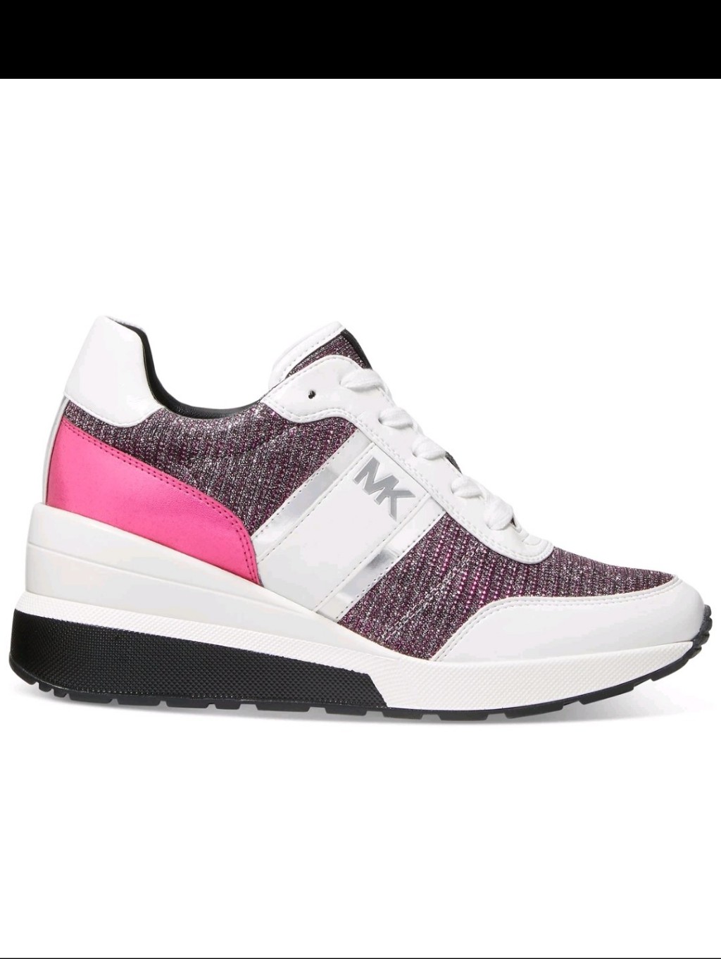 New Michael Kors Pink Silver Women's Hidden Wedge Mabel Sneakers 7.5